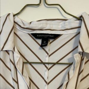 Banana Republic White Dress with Brown Stripes